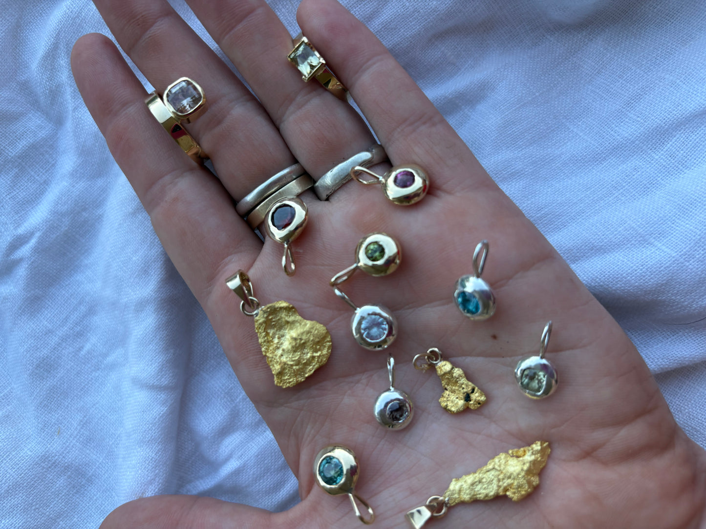 Desert Droplet - Sterling Silver and White Zircon