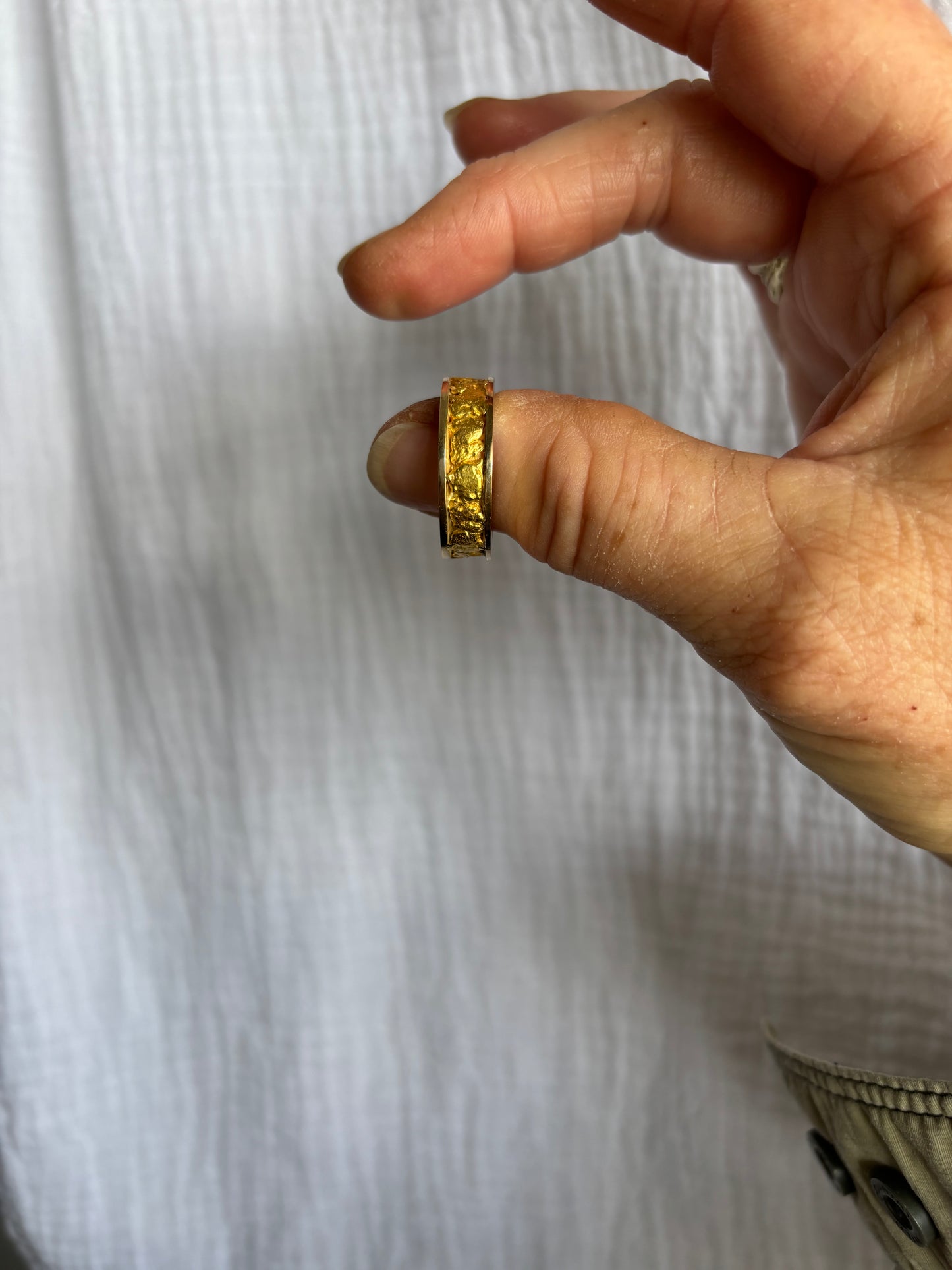 Mens Natural Gold Nugget Ring
