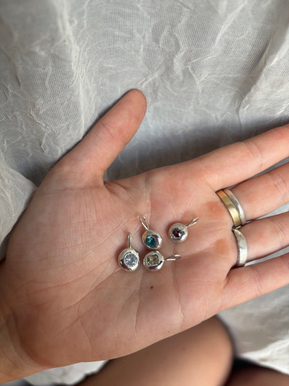 Desert Droplet - Sterling Silver and White Zircon