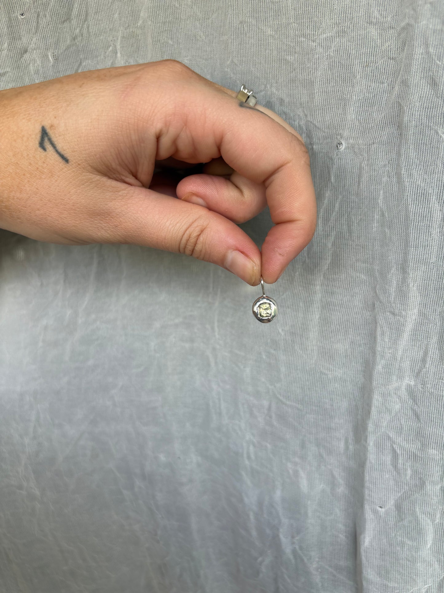 Desert Droplet - Sterling Silver and White Zircon